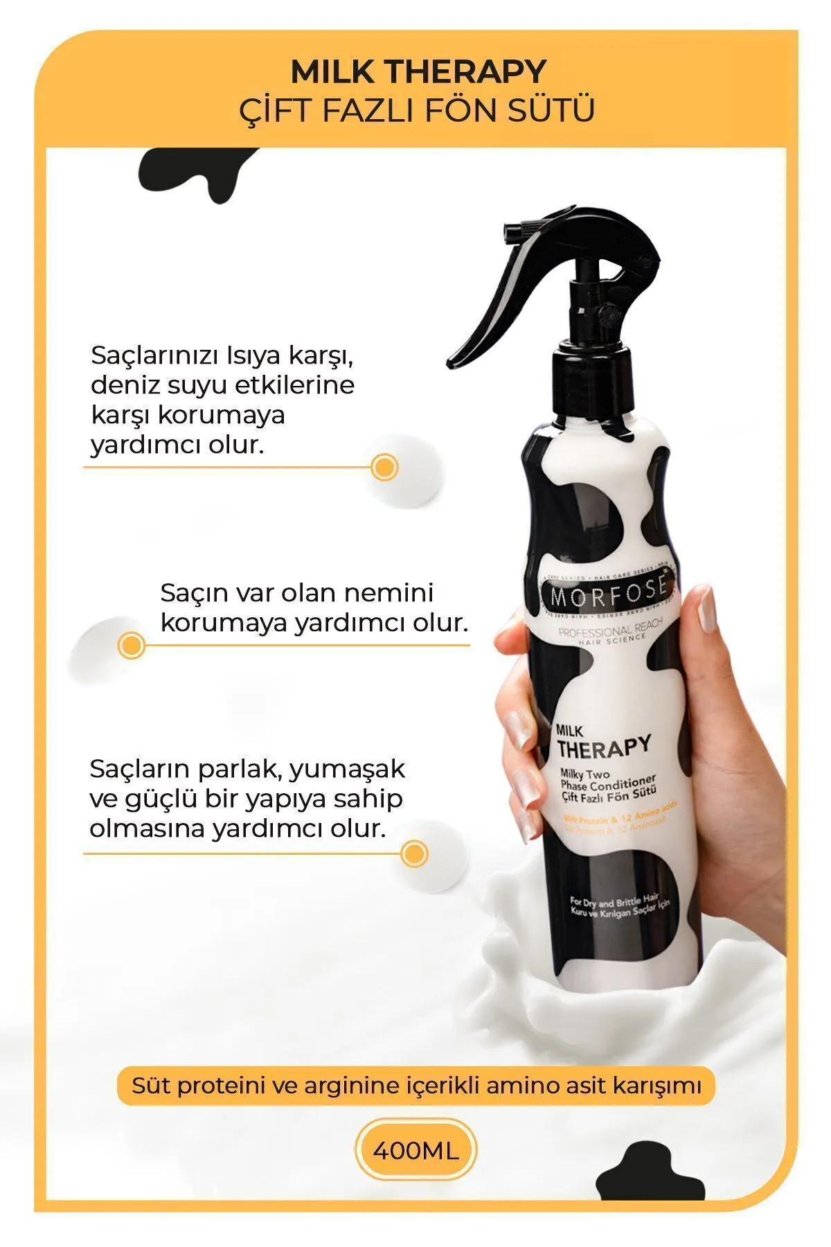 Morfose Milk Therapy Çift Fazlı Saç Bakım Fön Sütü 400 ml
